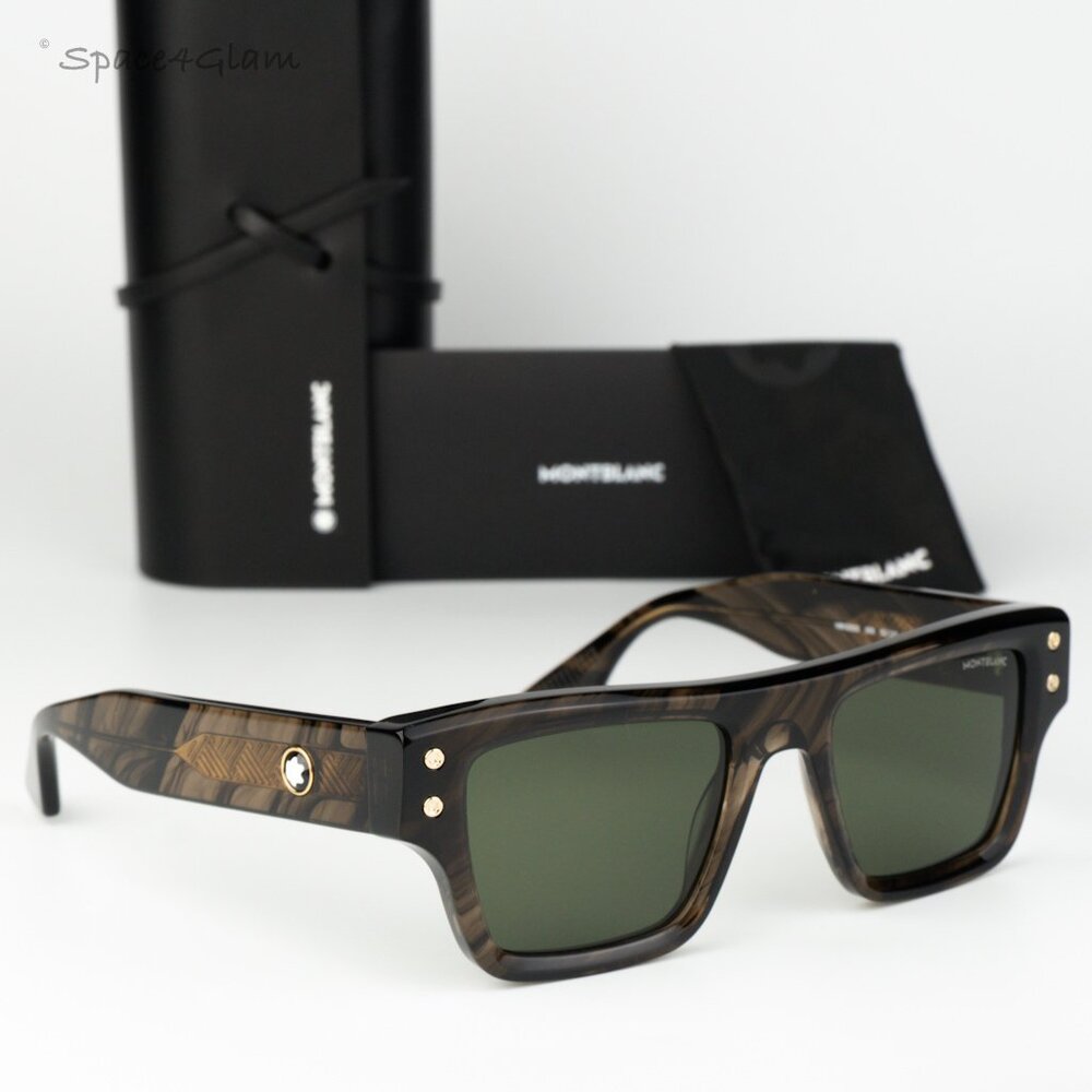Montblanc Women Sunglasses Brown Green Square MB0253S 005 BRAND NEW